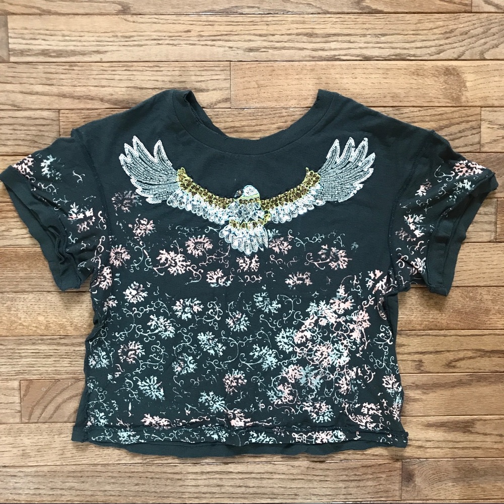 Free People Embellished Cropped Tee